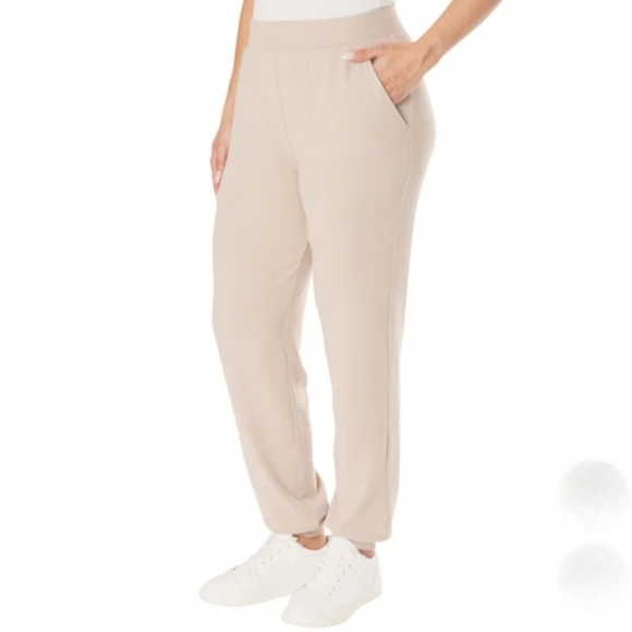 New! Lazy Pants Joggers 2 Pack High Waist Casual Knit Pants Black Beige Medium - Picture 8 of 11